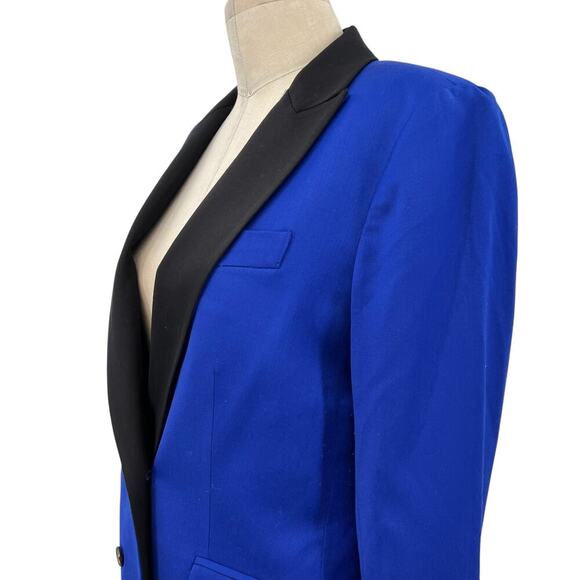 L.A.M.B. Double Breasted Wool Blend Blazer Cobalt Blue Black Size US 6 - Picture 8 of 16